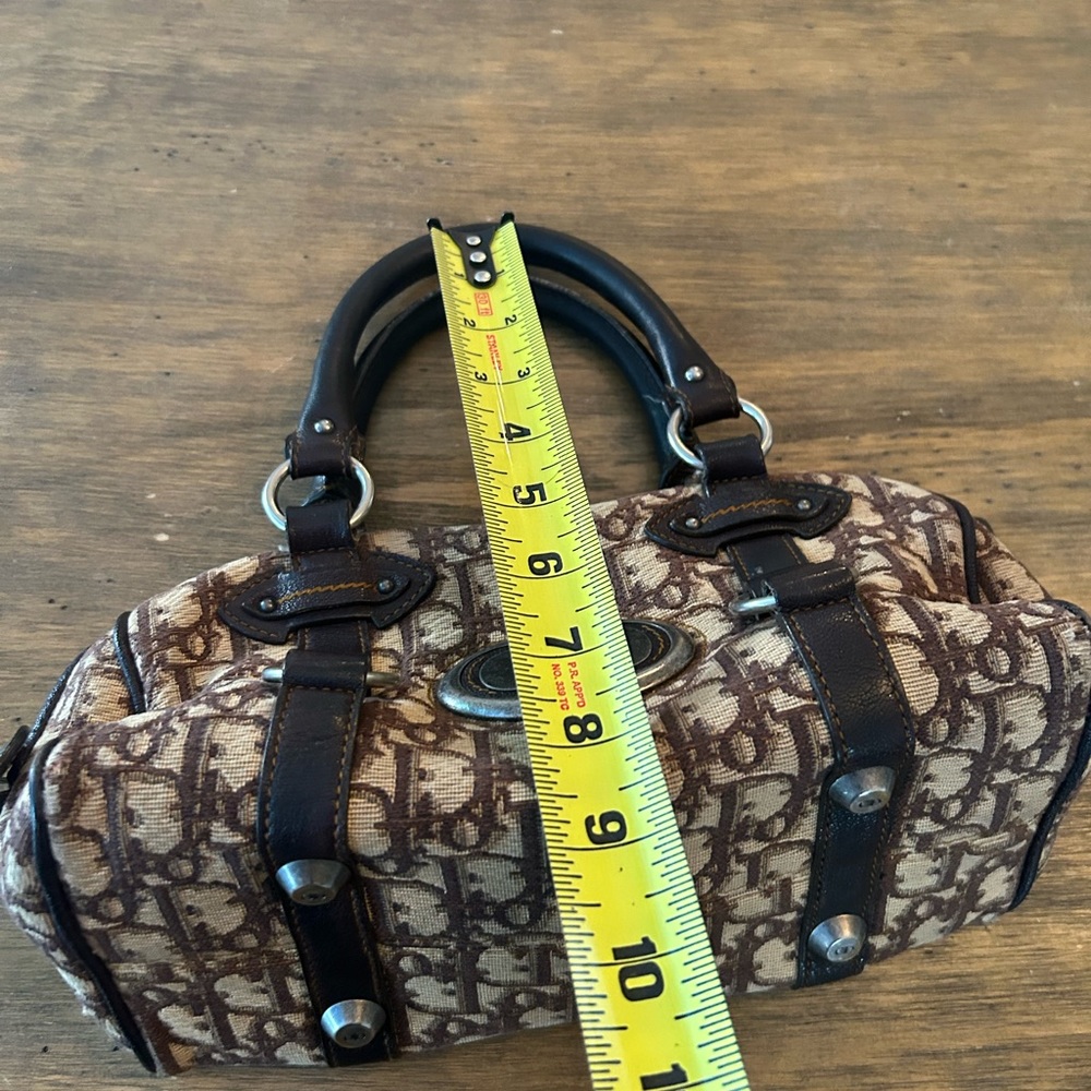 DIOR BOWLING CLOTH HANDBAG monogram brown leather Vintage - Picture 15 of 17